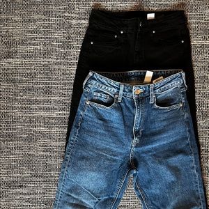 High-Waisted Medium Wash Jeans & Black Jeans